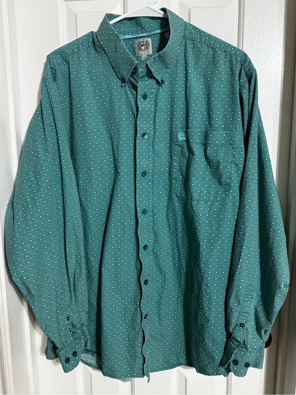 Men's Cinch Long-Sleeve Teal Geo Print Western Shirt